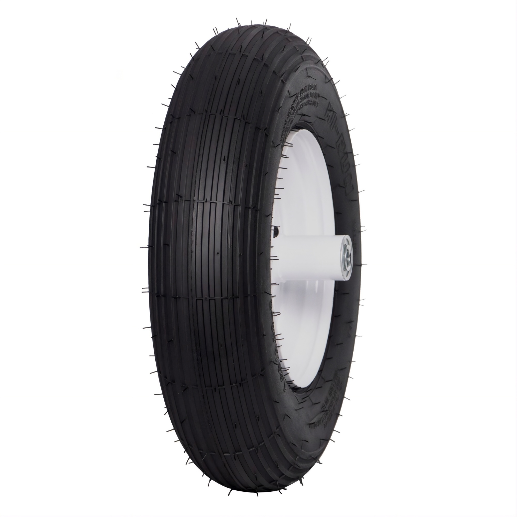 HI-RUN, Wheelbarrow Tire Assembly, Rib, 5/8in. bearings, Tire Size 4.80/4.00-8 Load Range Rating B, Model# CT1004